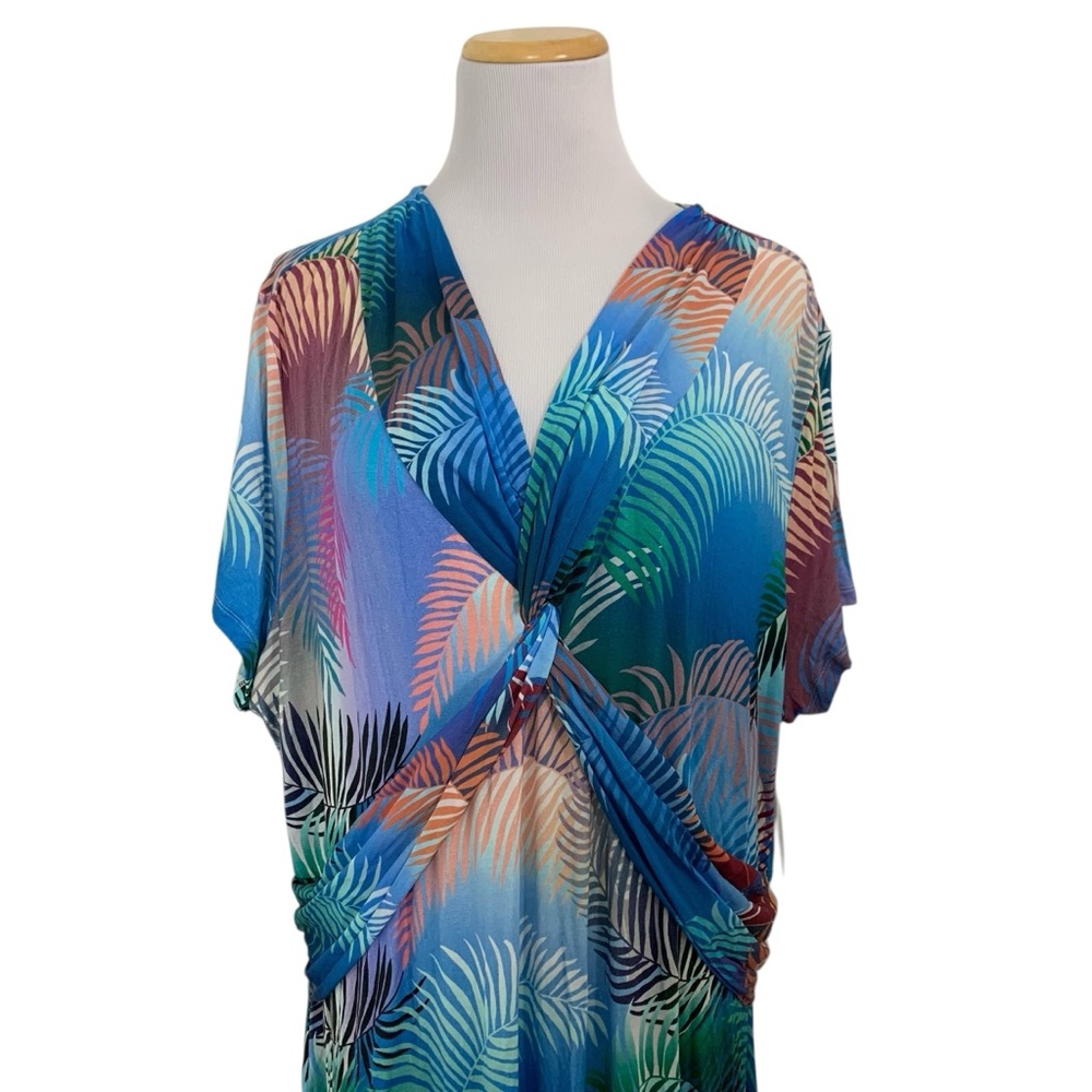 NWT Soft Surroundings Anya Dress Criss Cross Stretch Women’s 2X Ombre Palms